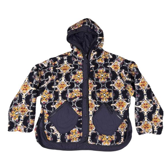 FP Movement Jacquard Elevation Fleece Jacket Reversible Women's M  Black Combo - Picture 3 of 13